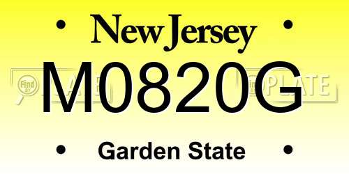 M0820G New Jersey License Plate