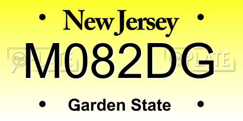 M082DG New Jersey License Plate