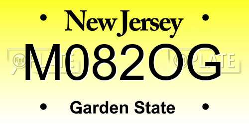 M082OG New Jersey License Plate