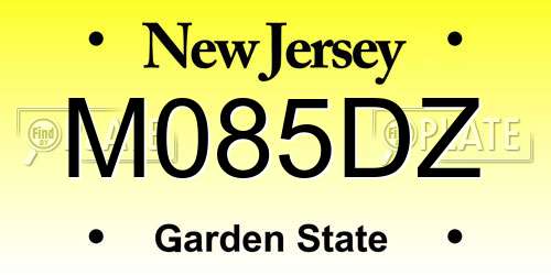 M085DZ New Jersey License Plate