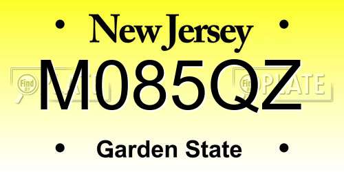 M085QZ New Jersey License Plate