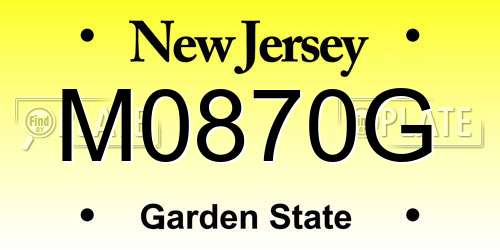 M0870G New Jersey License Plate