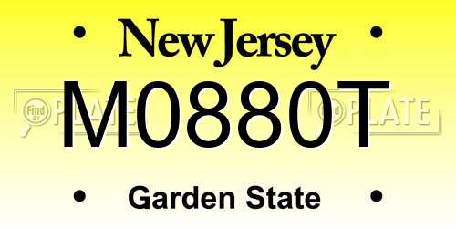 M0880T New Jersey License Plate