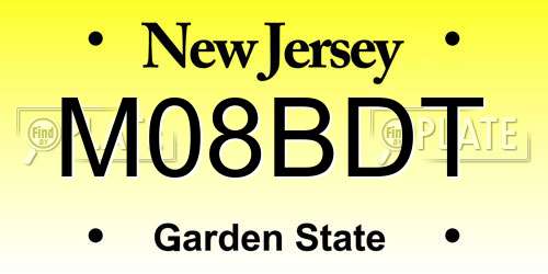 M08BDT New Jersey License Plate