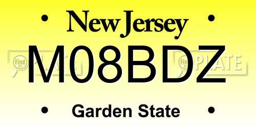 M08BDZ New Jersey License Plate