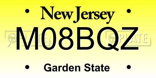 M08BQZ New Jersey License Plate