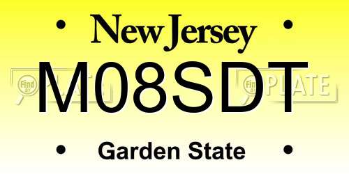M08SDT New Jersey License Plate