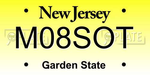 M08SOT New Jersey License Plate