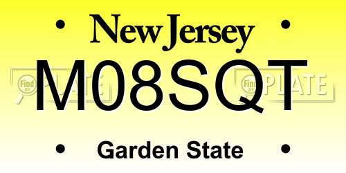 M08SQT New Jersey License Plate