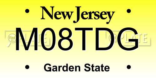 M08TDG New Jersey License Plate
