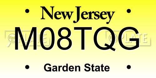 M08TQG New Jersey License Plate