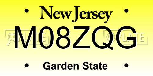 M08ZQG New Jersey License Plate