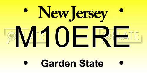 M10ERE New Jersey License Plate