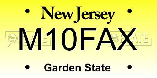 M10FAX New Jersey License Plate