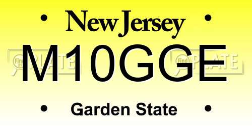 M10GGE New Jersey License Plate