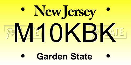 M10KBK New Jersey License Plate