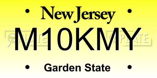 M10KMY New Jersey License Plate