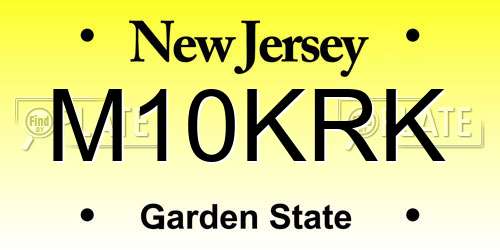 M10KRK New Jersey License Plate