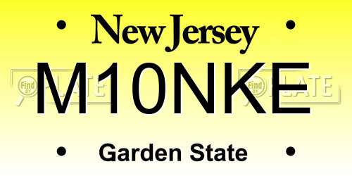 M10NKE New Jersey License Plate