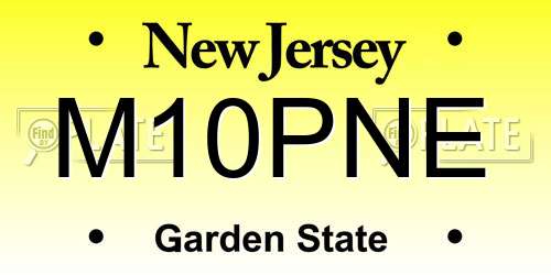 M10PNE New Jersey License Plate