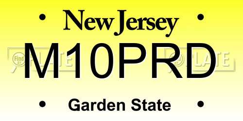 M10PRD New Jersey License Plate