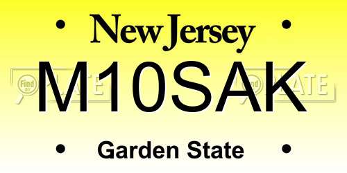M10SAK New Jersey License Plate