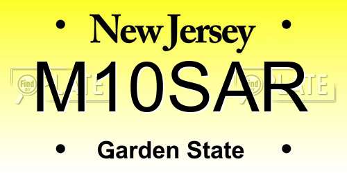 M10SAR New Jersey License Plate