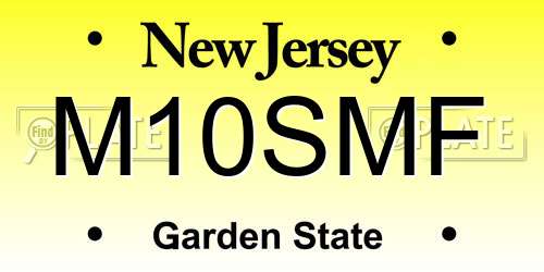 M10SMF New Jersey License Plate