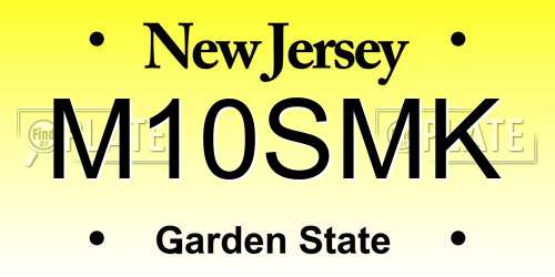 M10SMK New Jersey License Plate
