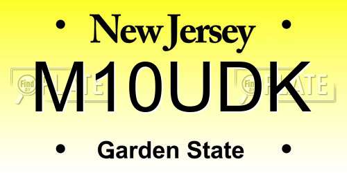 M10UDK New Jersey License Plate