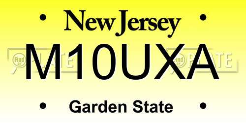 M10UXA New Jersey License Plate