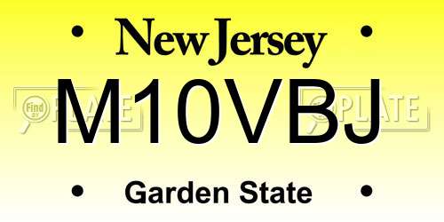 M10VBJ New Jersey License Plate
