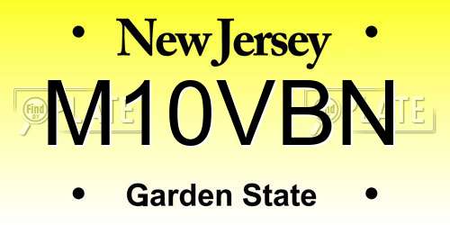 M10VBN New Jersey License Plate