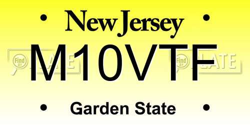 M10VTF New Jersey License Plate