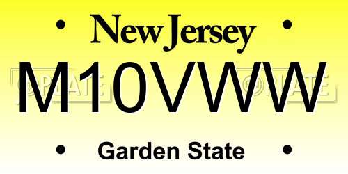 M10VWW New Jersey License Plate