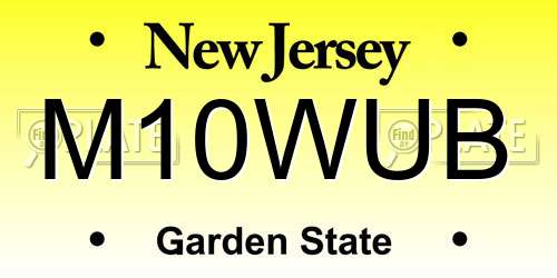 M10WUB New Jersey License Plate