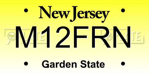 M12FRN New Jersey License Plate