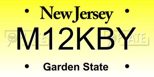 M12KBY New Jersey License Plate