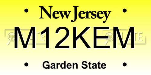M12KEM New Jersey License Plate