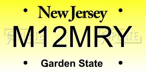 M12MRY New Jersey License Plate