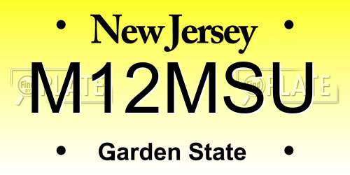 M12MSU New Jersey License Plate