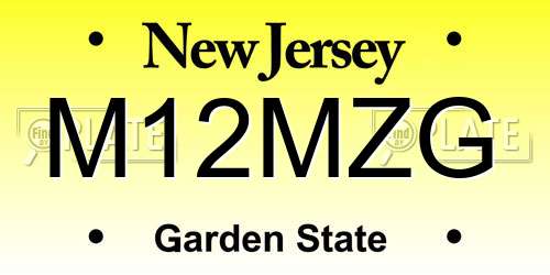 M12MZG New Jersey License Plate