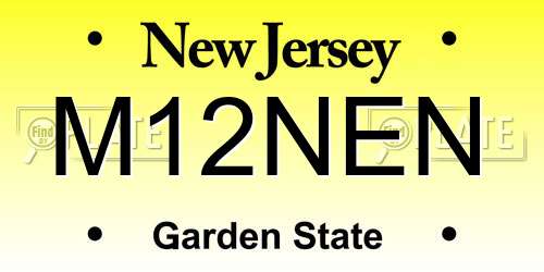 M12NEN New Jersey License Plate