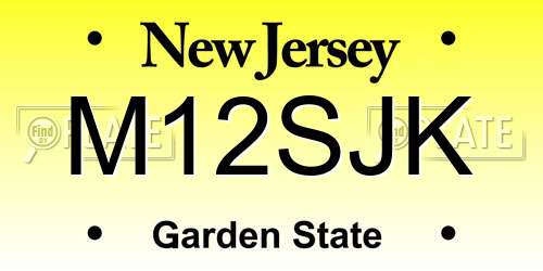M12SJK New Jersey License Plate