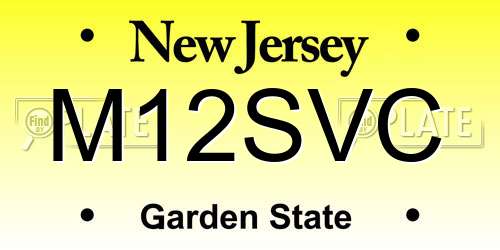 M12SVC New Jersey License Plate