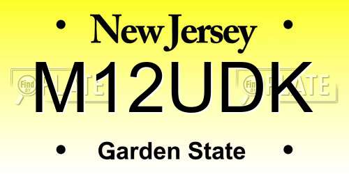 M12UDK New Jersey License Plate
