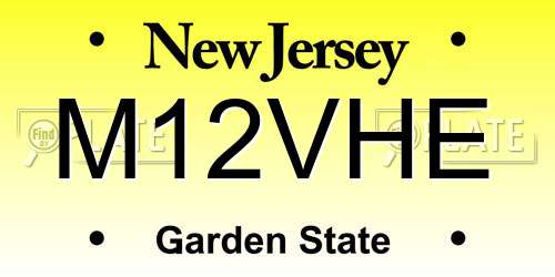 M12VHE New Jersey License Plate