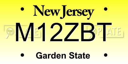 M12ZBT New Jersey License Plate