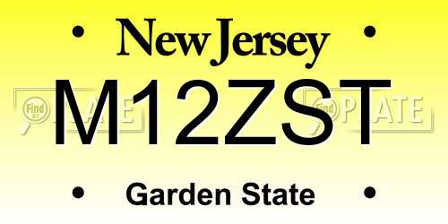 M12ZST New Jersey License Plate