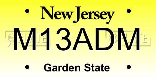 M13ADM New Jersey License Plate